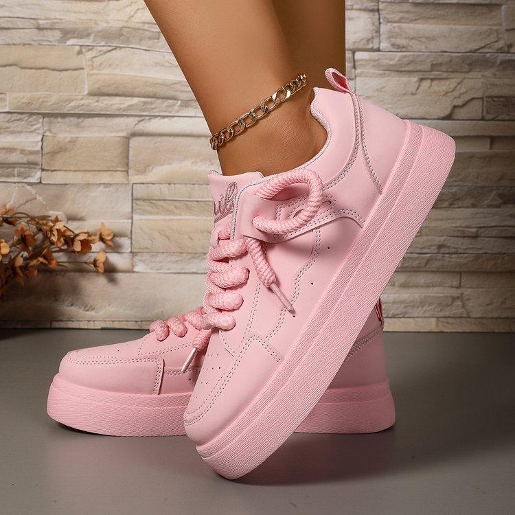 Large Size Women's Shoes Autumn 2025 New Trend Comfort Platform Sneakers Height Increase Outdoor Cross Tied Non Slip Board Shoes
