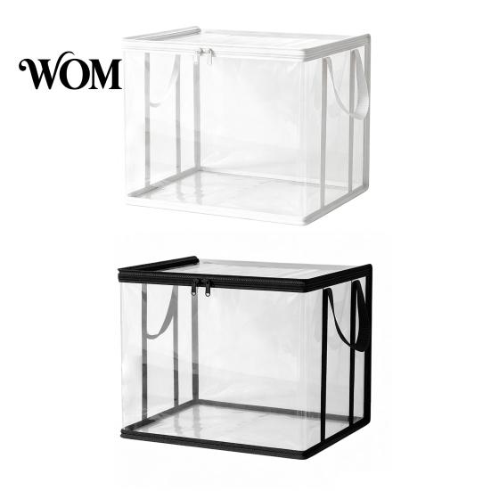 Book Storage Organizer Clothes Bag, with Lid And Handles, Large Capacity Dustproof Bag Organizer, Transparent PVC Container for Toys Student Textbooks