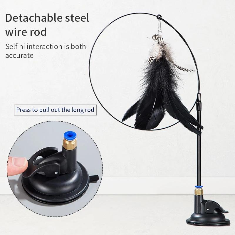 Feather Interactive Cat Toy Powerful Suction Cup Handfree Cat Stick Playing Kitten Playing Teaser Wand Toy Cat Wand Pet Supplies