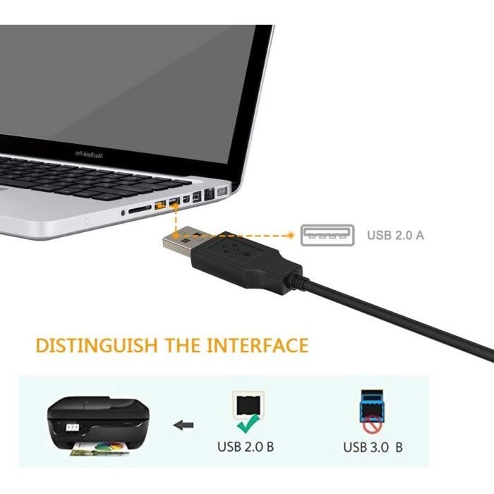 USB-Druckerkabel 1,5 Meter USB 2.0 Kompatibel mit Drucker Scanner Canon HP Dell Epson Brother Lexmark Pixma Samsung Xerox