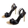 Summer new sandals pointed open-toed stiletto metal buckle sandals fashionable foreign trade large size with high heels women