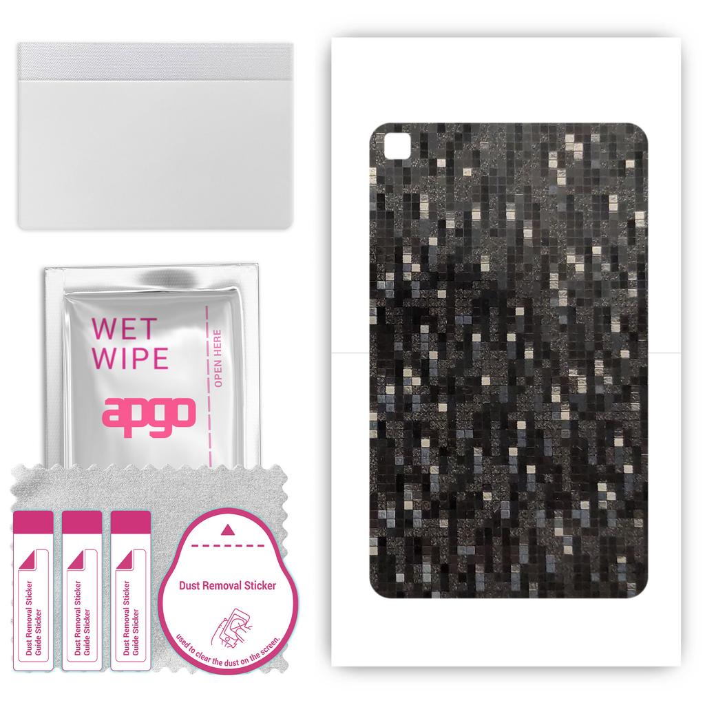 apgo Schutzfolien-Aufkleber für die Rückseite, kompatibel mit Samsung Galaxy Tab A 10.1 (2019), Wrap Film, Folie, Vinyl - Muster Carbon Black Pixel