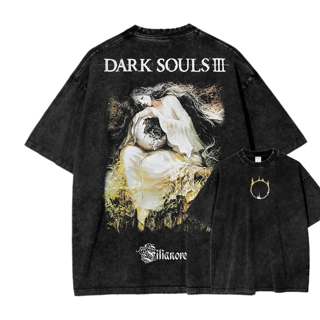 Dark Souls Anime Lover New Model Washed T-shirt Year round clothing personality Clothes Plus Size Unisex high quality Breathable