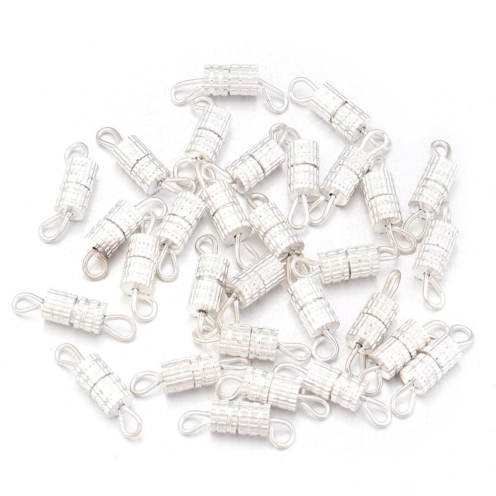 30pcs/lot Metal Cylinder Fasteners Buckle Closed Screw Clasps For Bracelet Connectors DIY Jewelry Making Connectors Accessories