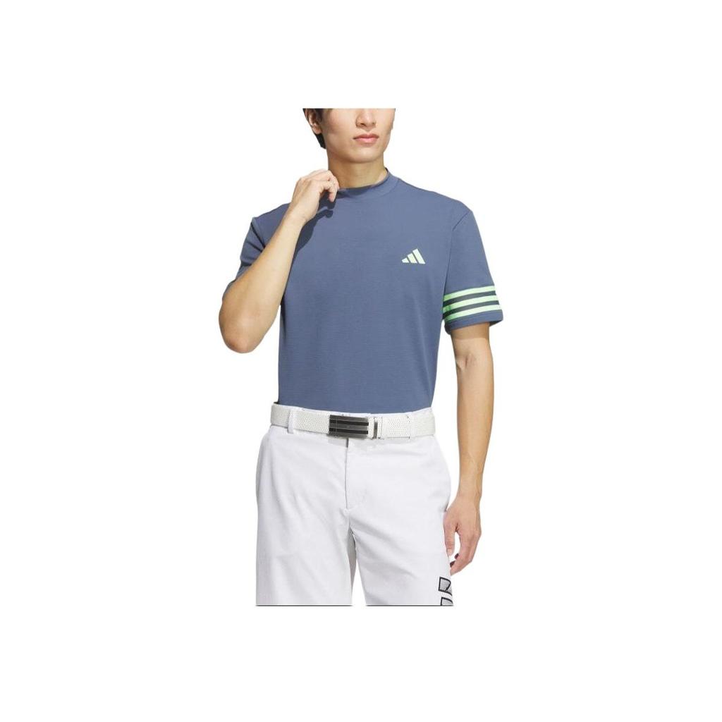 adidas Round Neck Striped Logo Printed Short Sleeve T-Shirt Men Tops Blue IN9054