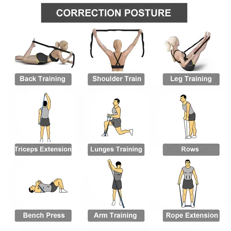 Multi Stage Yoga Stretch Band Latin Dance Stretch Band Correct Posture 11 Grid Elastic Band Digital Band Pose Band