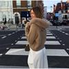 Long-sleeved Fur Collar Hooded Sweater Autumn and Winter Inner and Outer Wear Dual-purpose Ladies Solid Color Zipper Blouse Slim Knit Ladies Cardigan