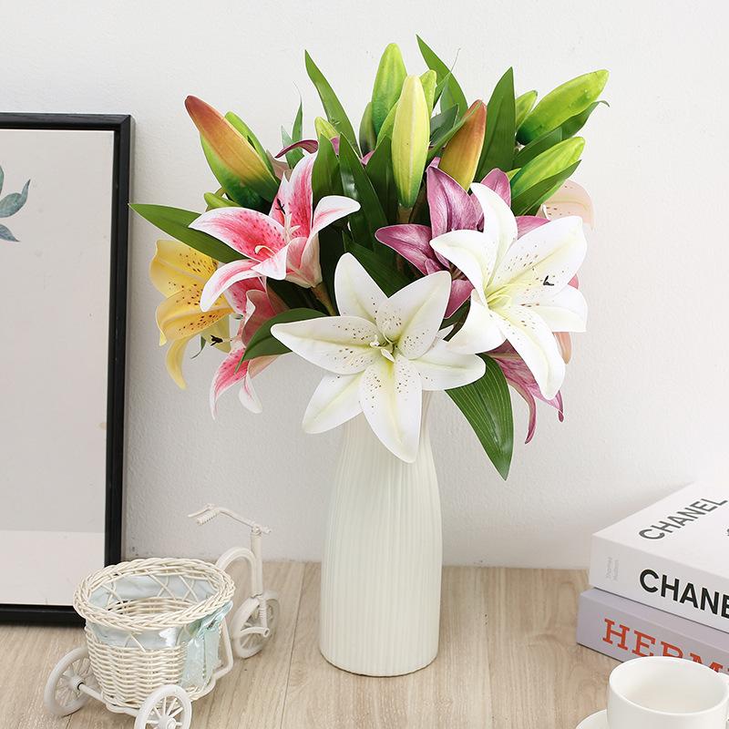 41cm Artificial Flowers Silk Lily Bouquet DIY Creative Bouquet As Gift for Friends Teach & Fresh Living Room Decoration