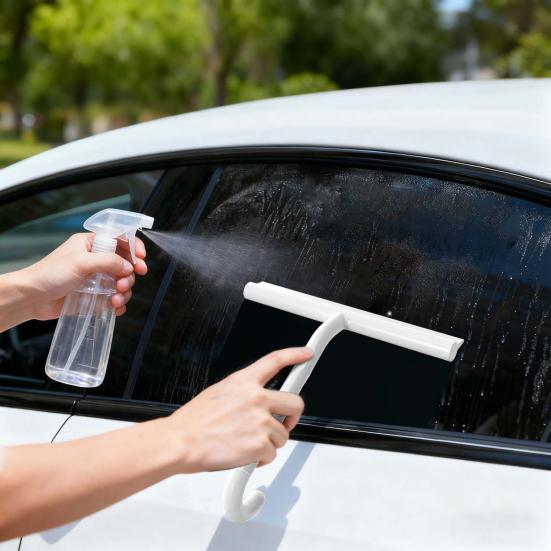 Duschabzieher Ergonomischer Runder Griff All-in-One Silikonwischer Eingehängter Haken Badezimmerfliesen Autoreinigungsgerät