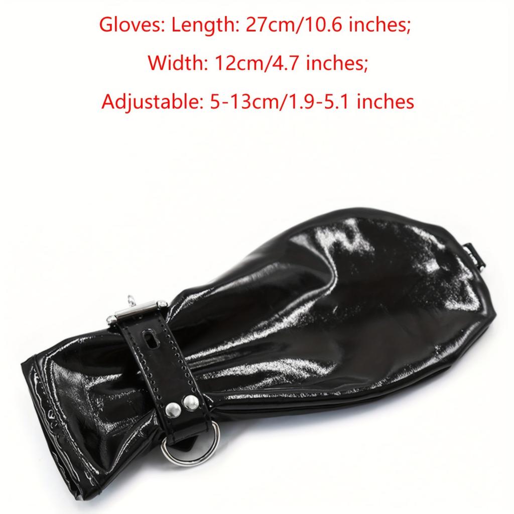 1 Pair BDSM Black Patent Leather Handcuffs Dog Paw Gloves Adult BDSM Kit Reverse Restraints Boxing Cuffs With Locking Buckle Cosplay Couples Sex Bonda