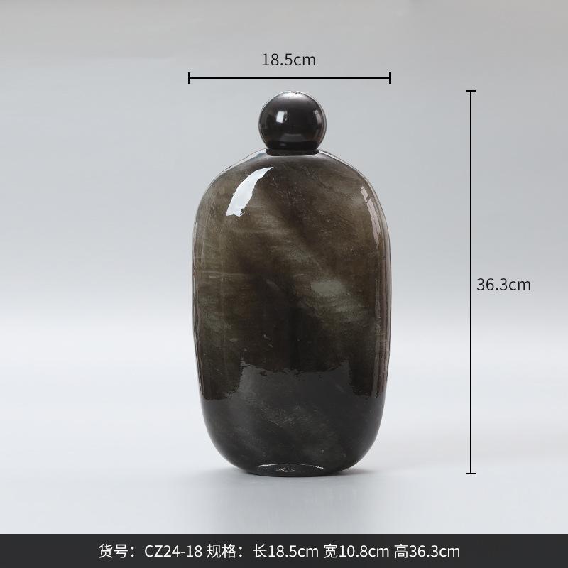 Glass Vase Oval Pebble Ball Cap Marbling Geometric Ware Terrarium Floral Arrangement Accessories Flower Vase Home Decoration
