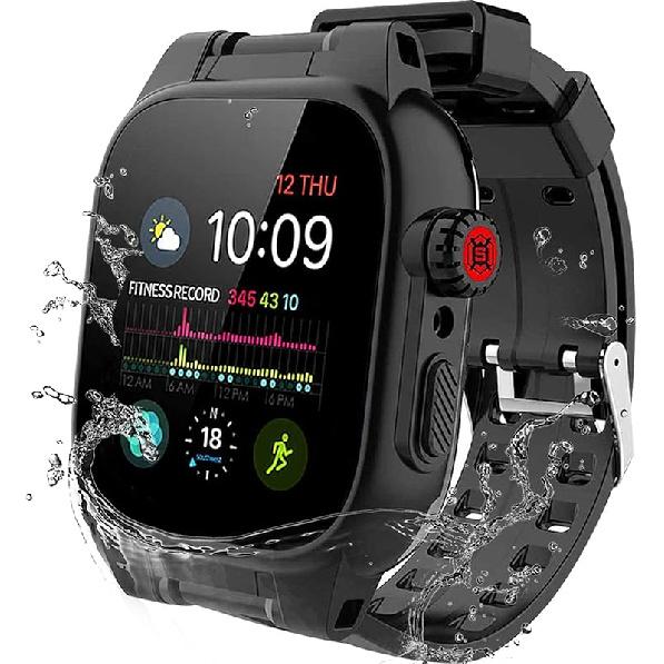 Чехол для Apple Watch 44 мм, водонепроницаемый чехол, чехол с защитой всего корпуса IP68 со встроенным экраном и ремешком, чехол-крышка для iWatch Series 6/5/4/SE 44 мм, чёрный