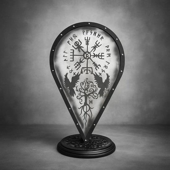 

Vegvisir Norse Shield Viking Compass Decor with Ravens Yggdrasil for Pagan, Gothic, and Norse Mythology Fans