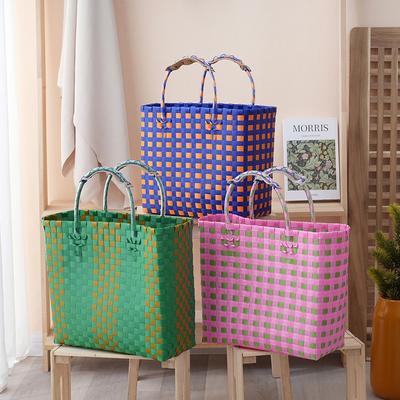 Groentemand, handgeweven tas, veelzijdige dames reishandtas, souvenir, strandtas met grote capaciteit
