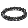 Handmade Natural Volcanic Stone Snowflake Stone Bead Bracelet Men's Retro 10/8mm Elastic Bead Couple Bracelet