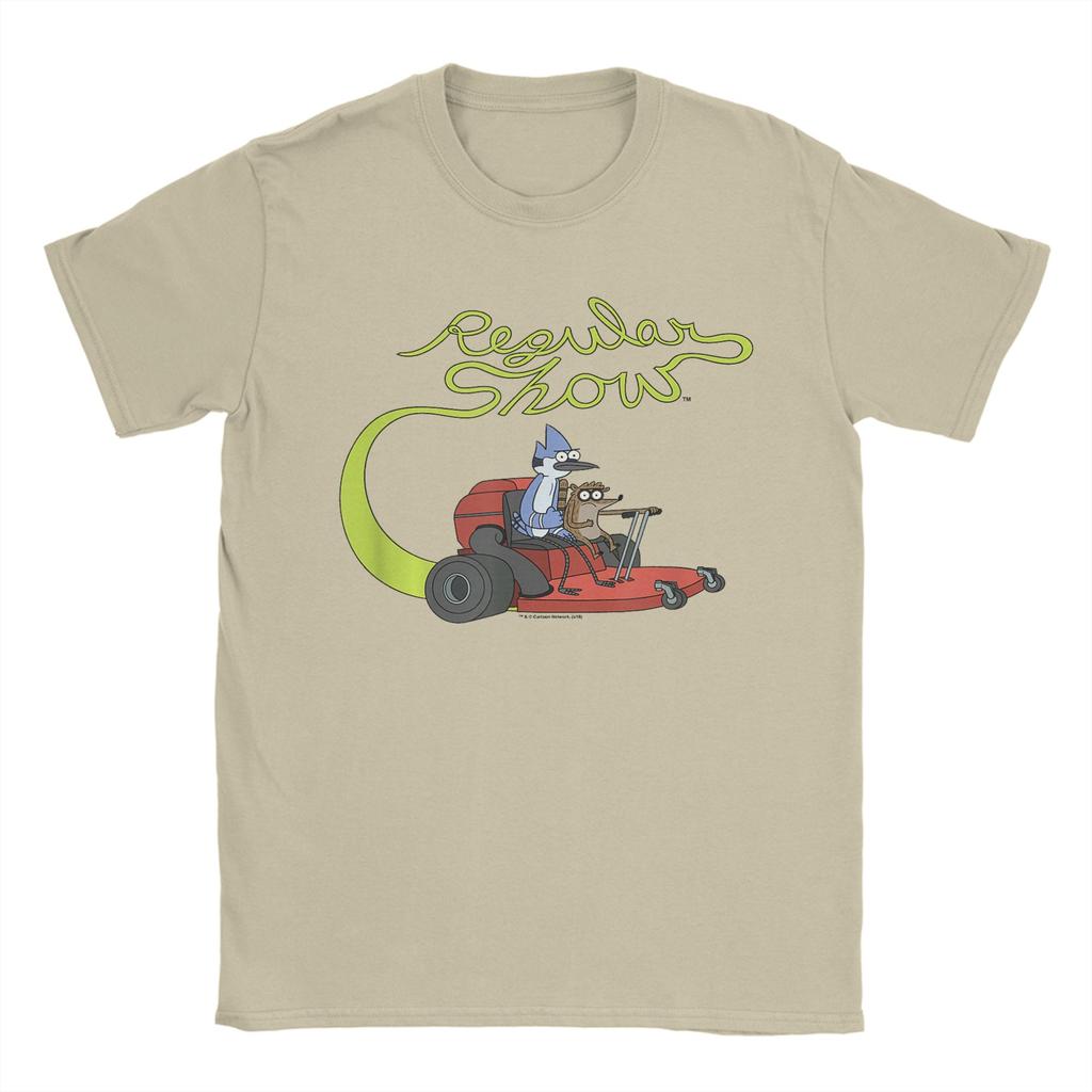 Herren Regular Show Mordecai und Rigby Rasenmäher T-Shirt Reines Baumwoll Oberteile Tolle Kurzarm Rundhals T-Shirts 4XL 5XL T-Shirts