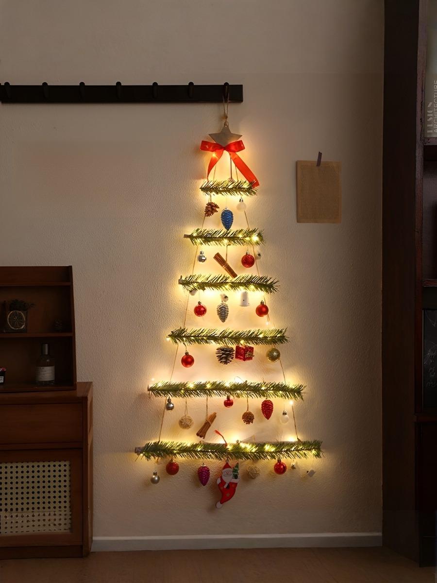 

Wooden Christmas Tree DIY Hanging Ornament Creative Home Wall Window Scene Decor Photo Props for Festive Party Supplies Holiday