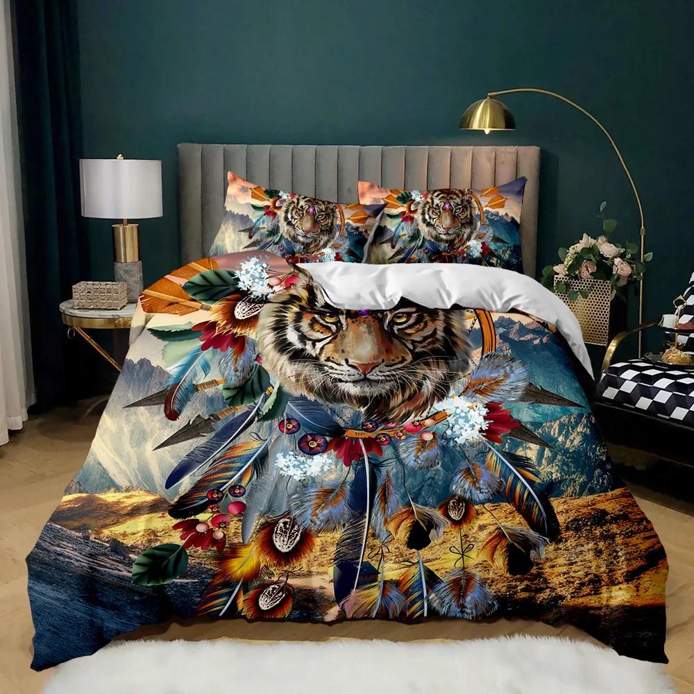 Animal Dream Catcher Duvet Cover Set Indian Dream Catcher Animal Bedding Set Adults Exotic Style Bohemia Polyester Quilt Cover