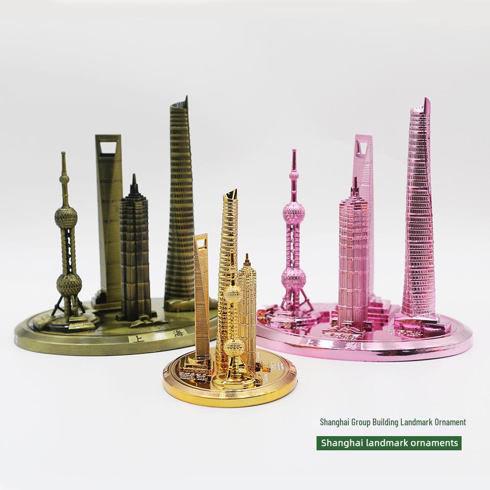 Shanghai Landmark Building Model: Oriental Pearl Tower, World Financial Center, Jin Mao Tower - Metal Creative Handicraft
