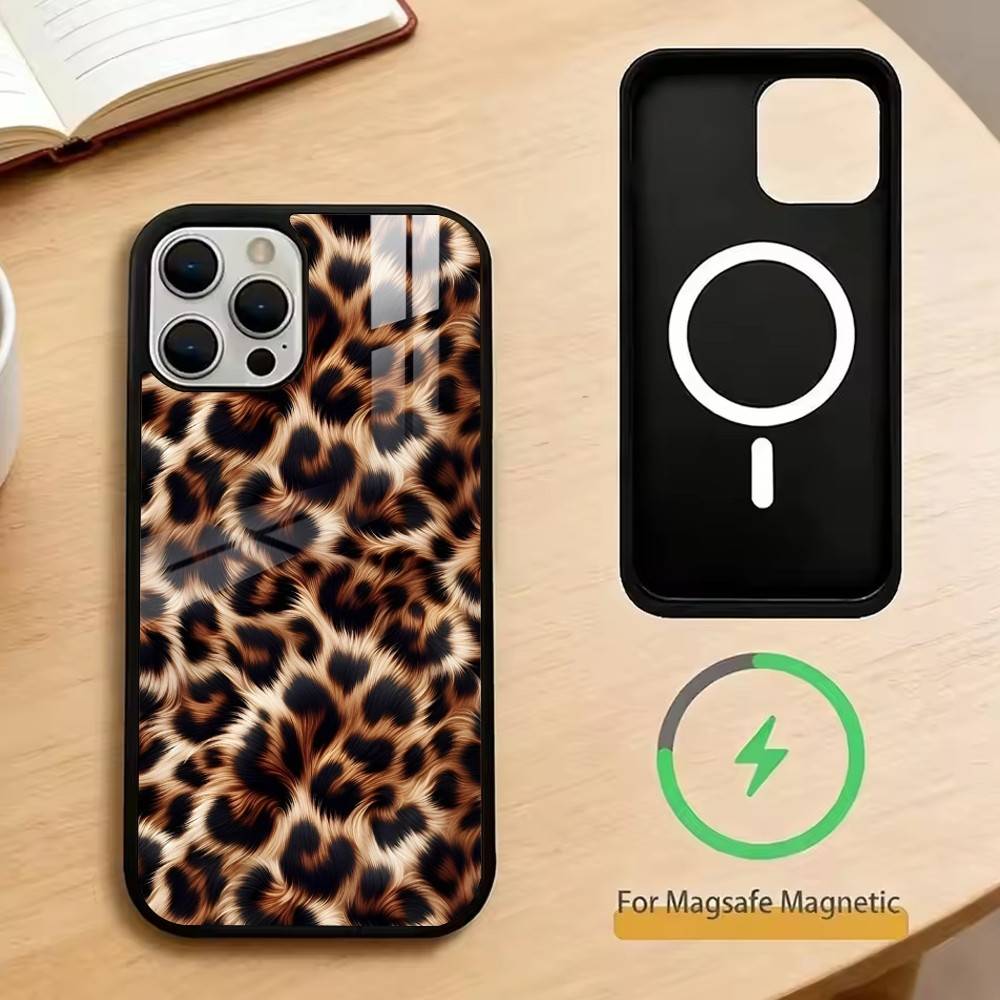 Leopard Print Tiger Skin   Phone Case For iPhone17,16,15,14,13,12,11 Plus,Pro Magnetic For Magsafe Wireless Charging