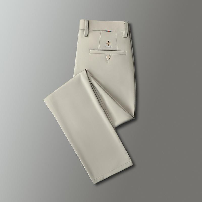 Men's spring and autumn new men's casual pants tiger head embroidery business commute drape straight versatile high elastic trousers
