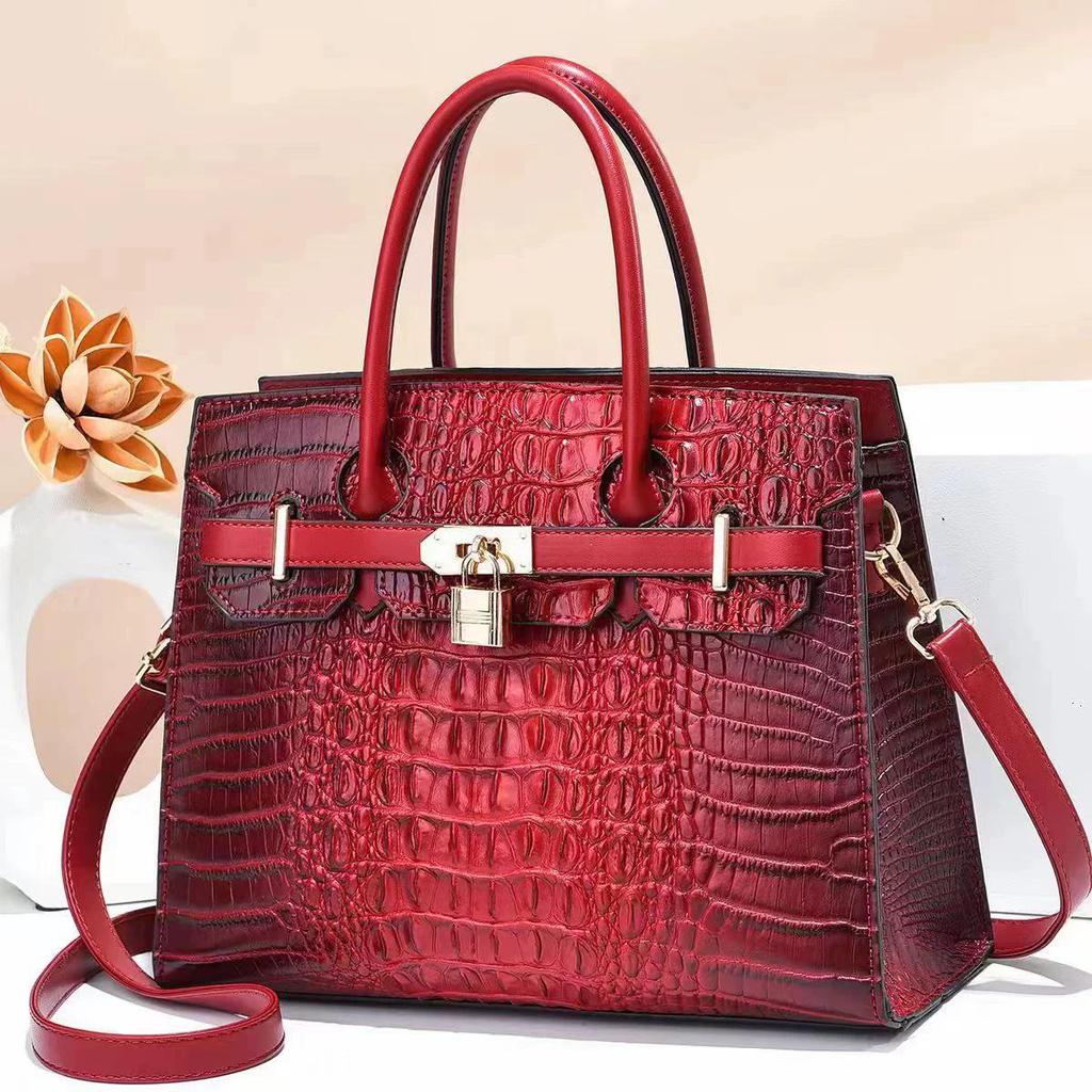 Luxus-Textur Krokodilmuster Handtasche Damen Vielseitige Commuter-Tragetasche Große Kapazität Schultertasche