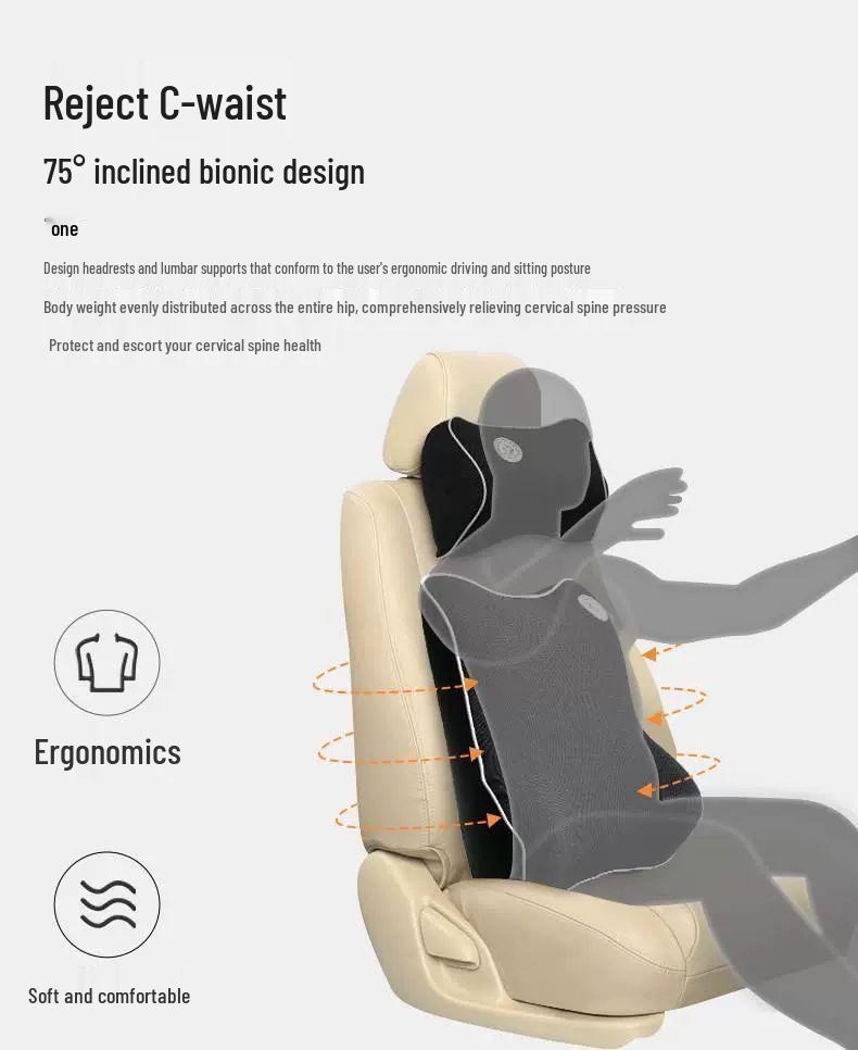 Premium Memory Foam Car Headrest & Lumbar Support Pillow Set