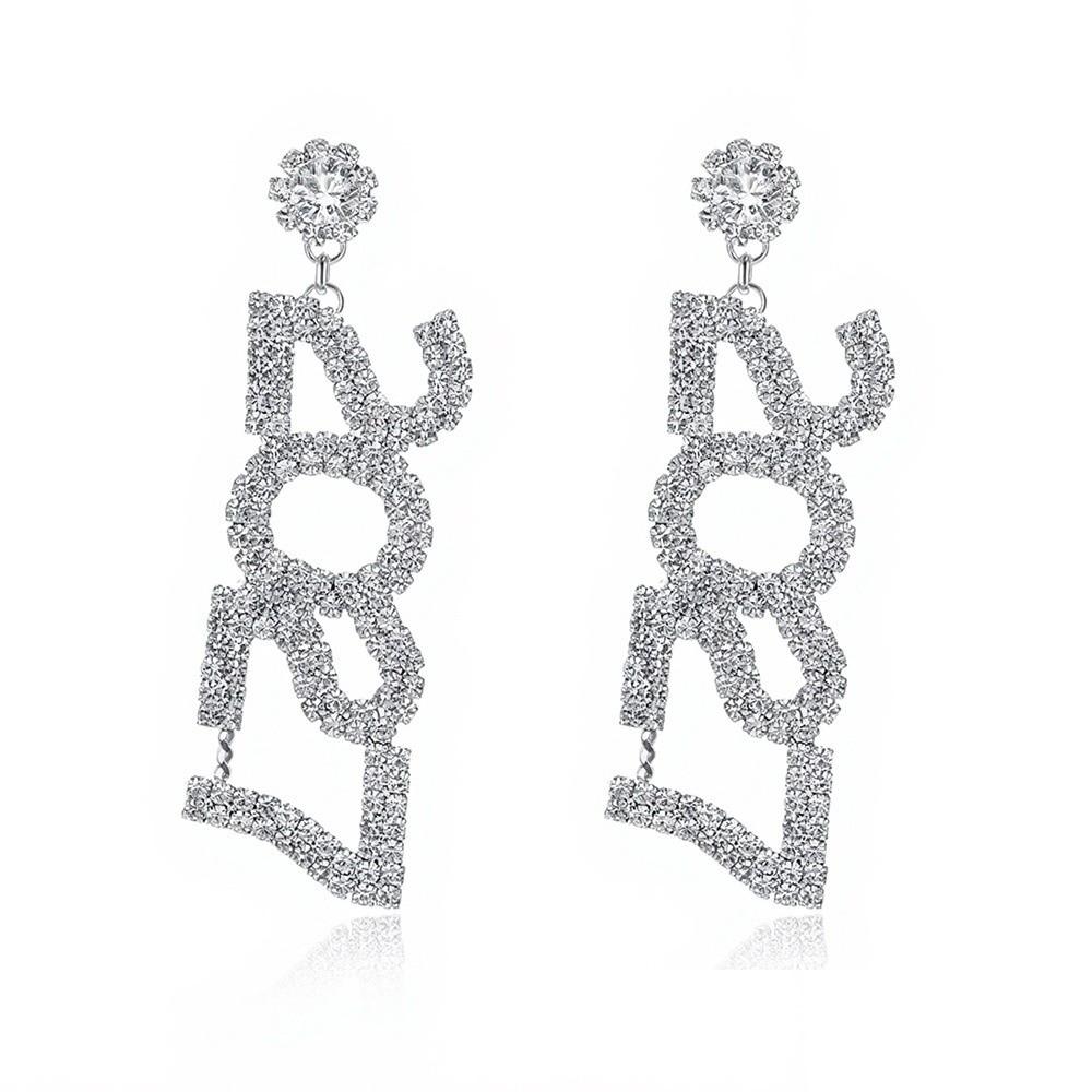 Elegant 2027 Digital Earrings Rhinestone Stud Earrings Jewelry Happy New Year Earrings Party