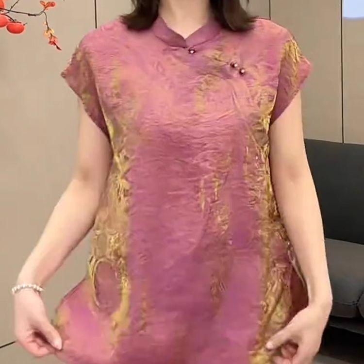 

Pink stand-up collar short-sleeved T-shirt women s 2025 summer summer models, daily temperament, high-end large-size top 3XL [recommended 138-75 kg] розовый