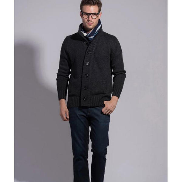 MAITA Men's Wool Cardigan Sweaters Stand Collar Sweaters
