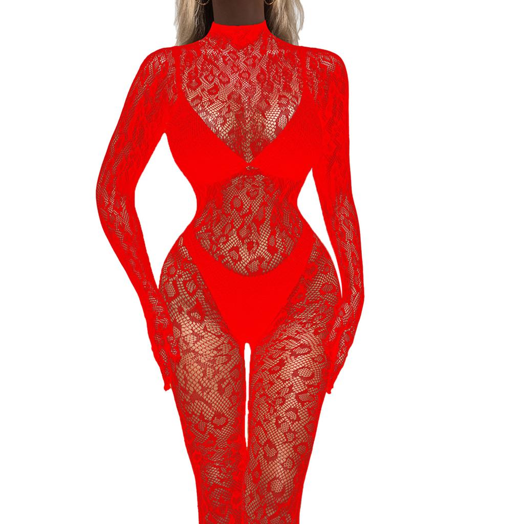 Women's Sexy Fishnet Bodysuit Mesh See-through Lingerie Babydoll Nightgown Fishnet Bodystocking Nightwear