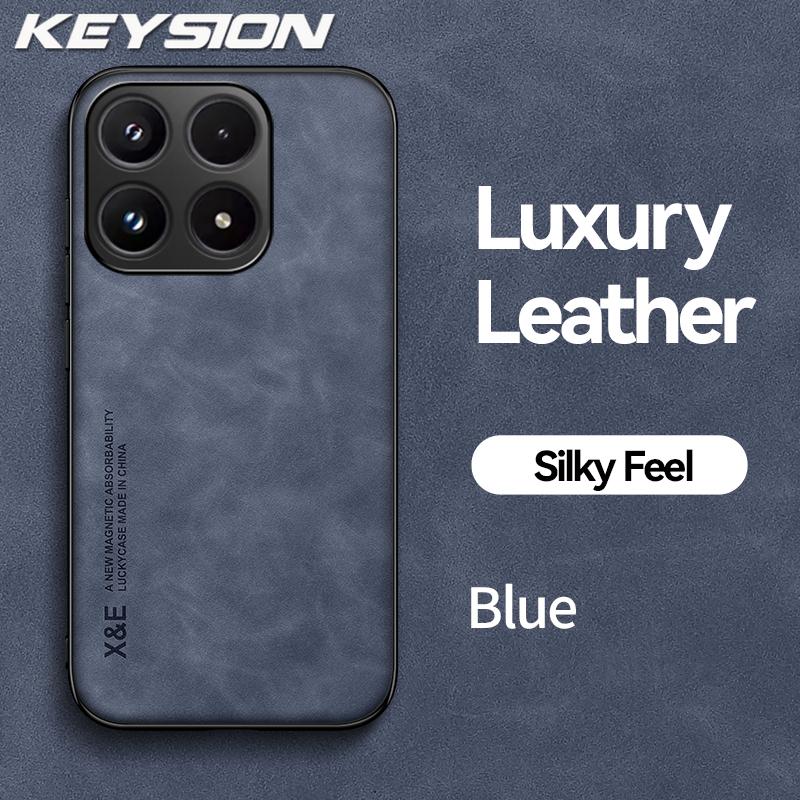 KEYSION Luxury Retro PU Leather Phone Case for Xiaomi 17 Soft Silicone+PC Shockproof Phone Back Cover for Xiaomi 17