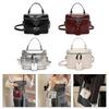 Women PU Leather Handbag Fashion Box Bag Korean Styles Shoulder Bag Top Handle Bag Solid Color Crossbody Bag for Work  White