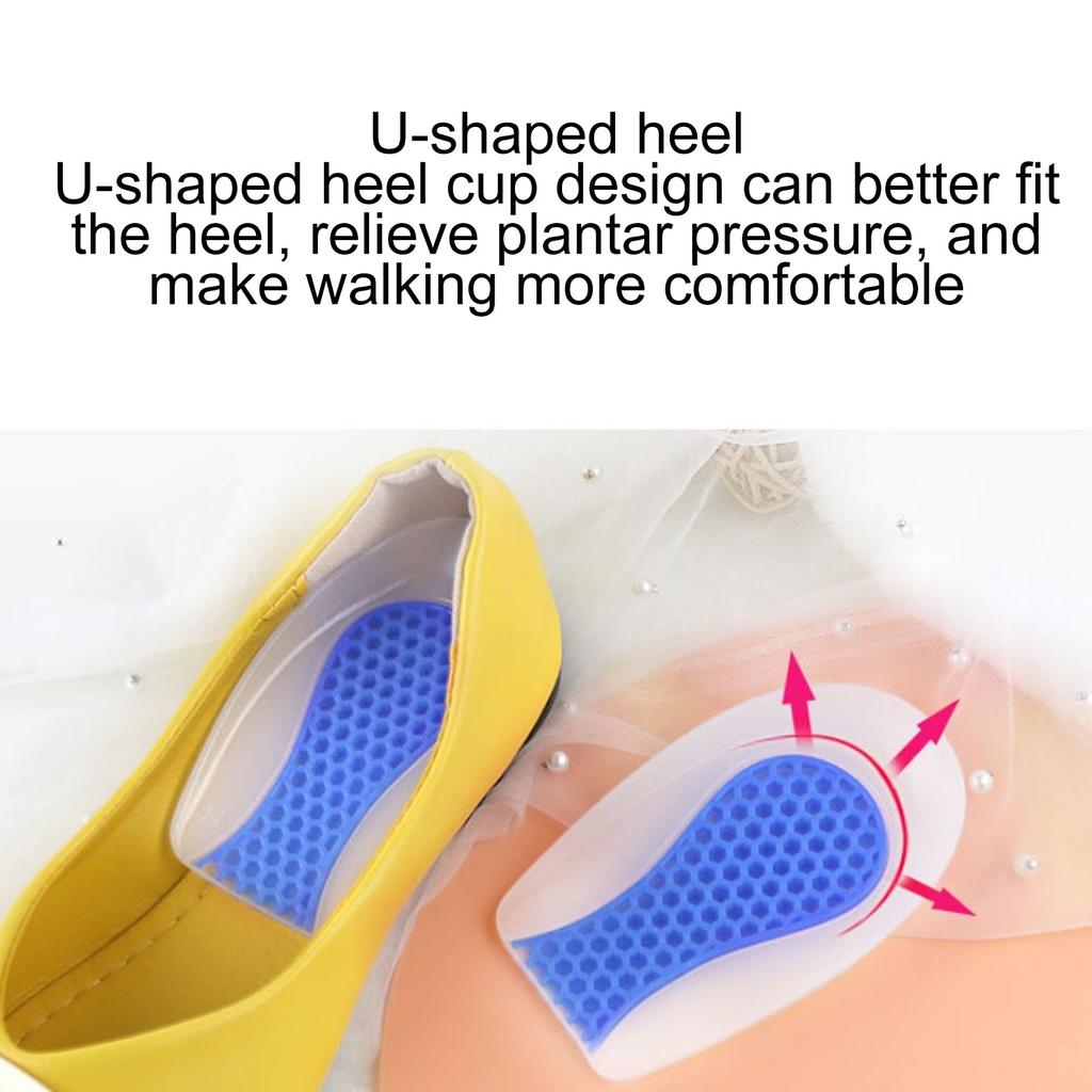 Heel Cup Silicone Insole Shoe Inserts Pad Shock Absorption Elastic Sport Shoe Cushion