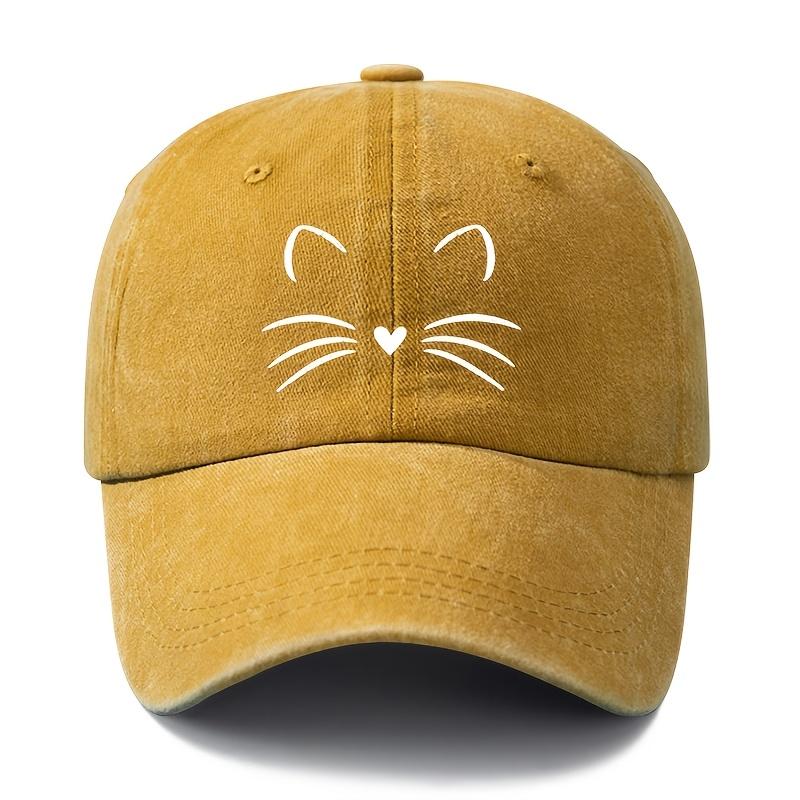 Unisex Fashionable and Versatile Printed Cute Cat Whiskers Baseball Cap Outdoor Lightweight Trucker Baseball Cap