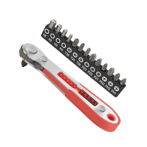 ROTATION 16-Piece Precision Screwdriver Bit Set with Ratchet Wrench, Chrome Vanadium Steel