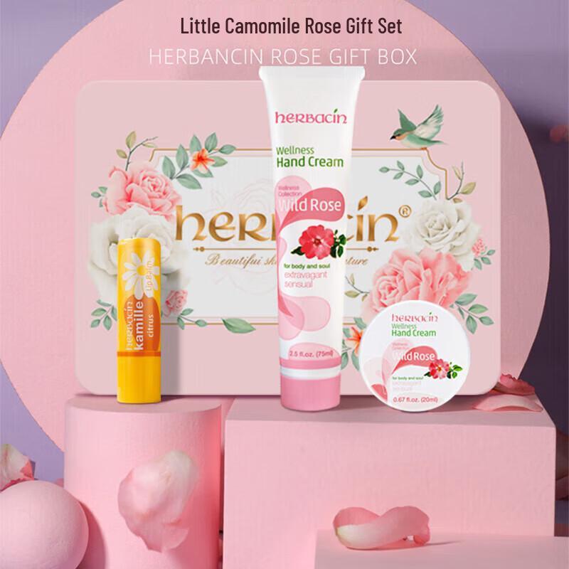 Herbacin Kamille Hand Cream & Rose Lip Balm Gift Set