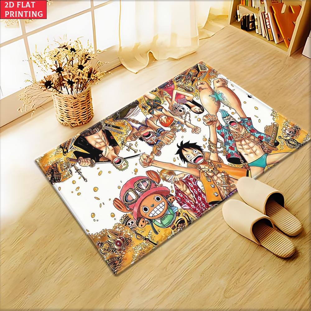 Anime Pirate Crew Treasure Doormat, Cartoon Character Non-slip Floor Mat, Decorative Entrance Rug for Home Living Room Bedroom
