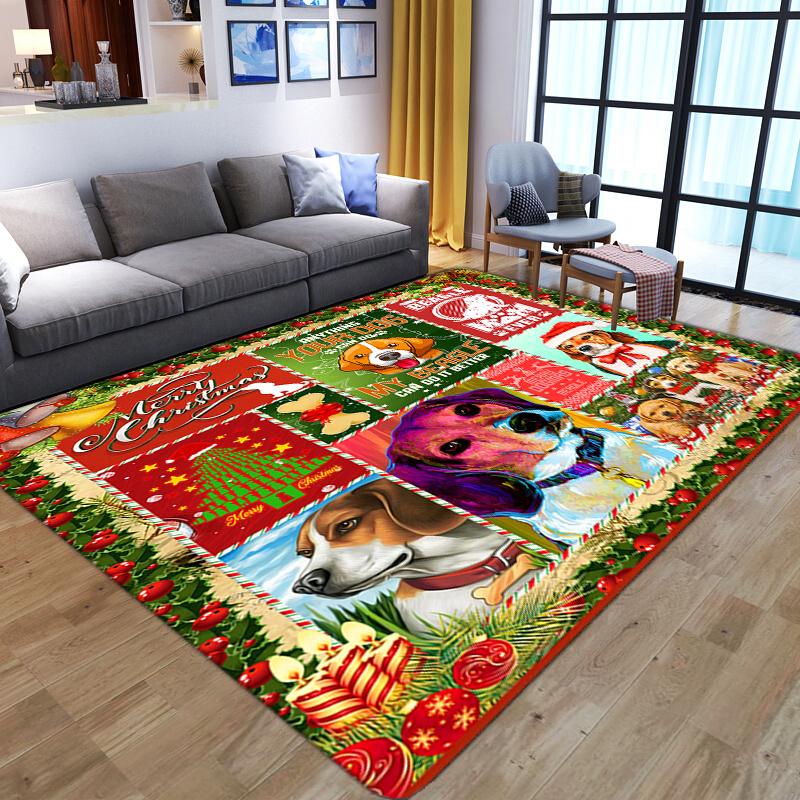 Christmas Poinsettia Snowman Carpet for Living Room Home Decor Sofa Table Large Area Rugs Hallway Balcony Mat Non-slip Doormat