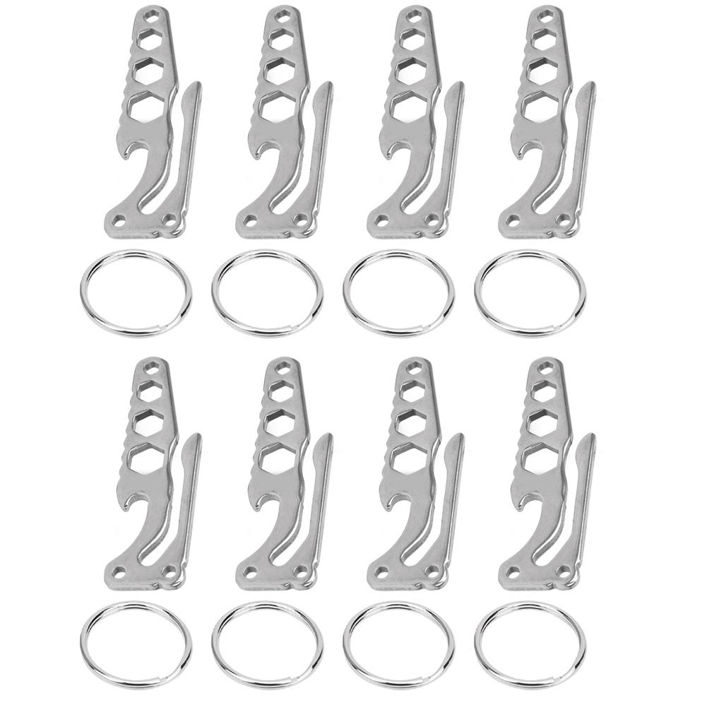Stainless Steel Pocket Key Clip Bottle Opener Hex Wrench Multifunctional Tool for Outdoors