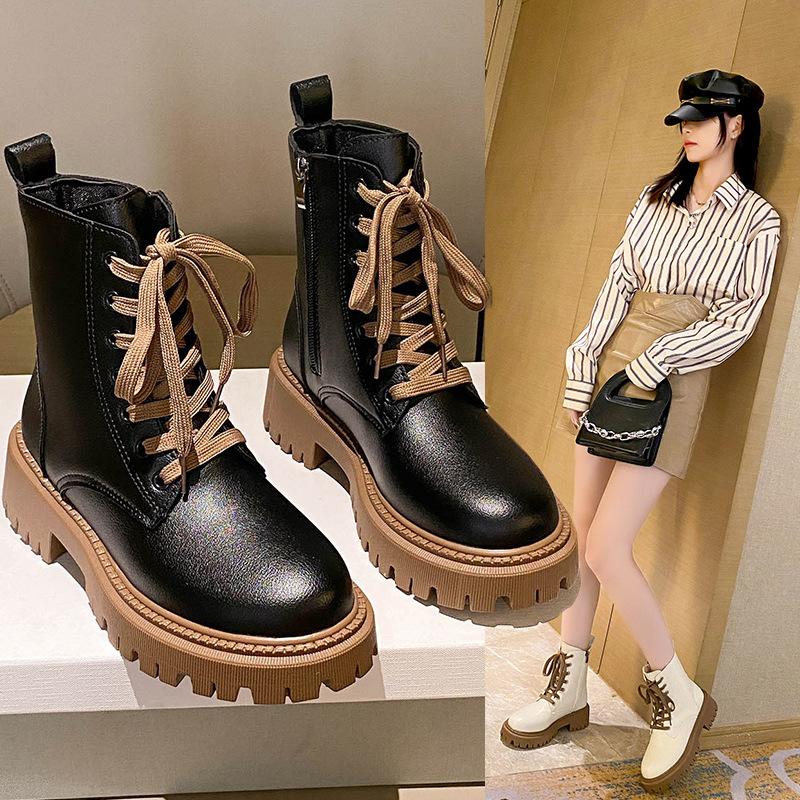 New Platform Martin Boots Women's 2025 Autumn and Winter Korean Version Fashion Versatile and Comfortable Women's Shoes Thick Heel Large Size Sho