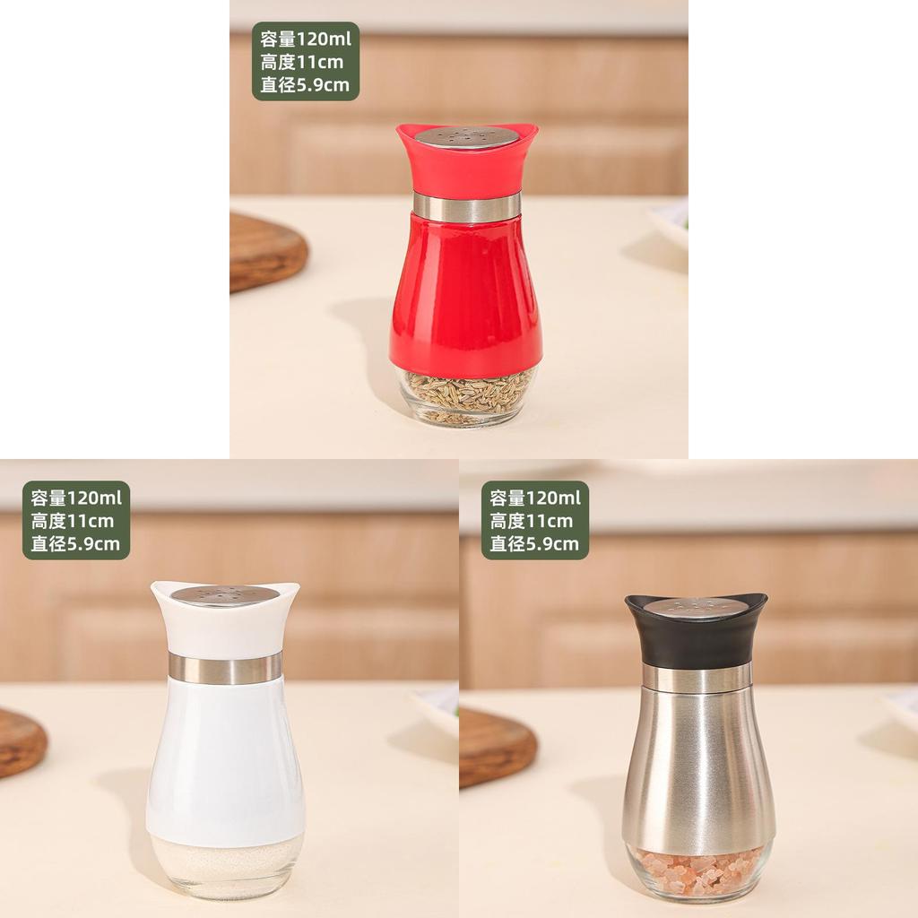 Modern Kitchen Spice Jar Set With Glass And Stainless Steel For Home Cooking And Bbq