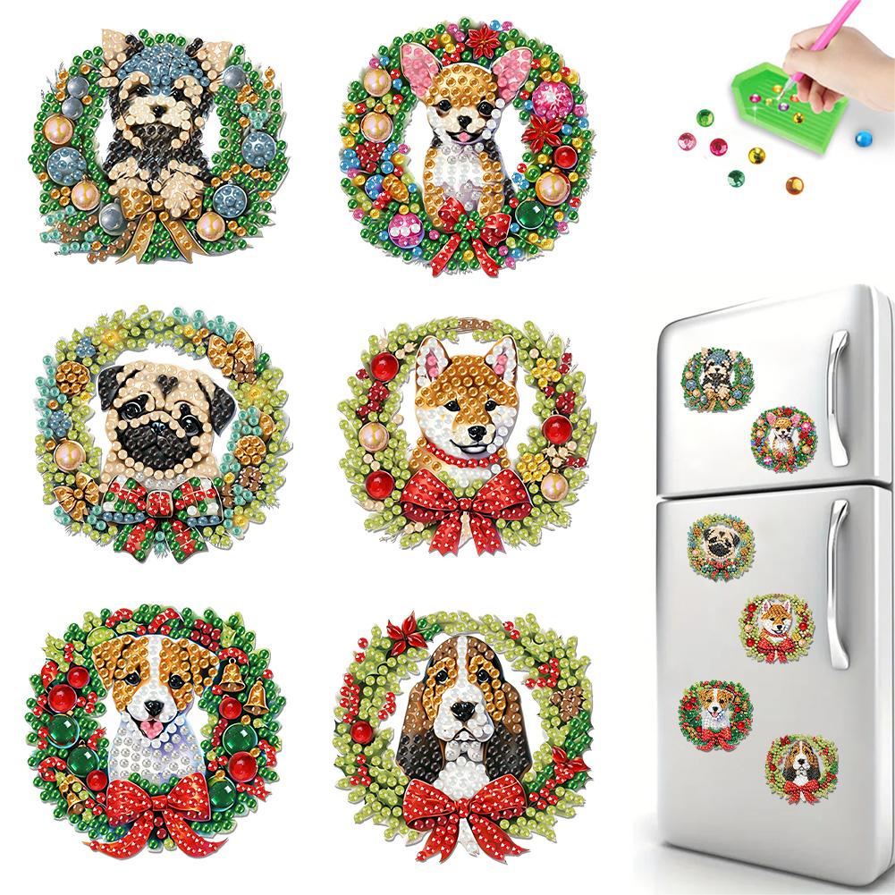 

6Pcs Round Diamond Rhinestone Refrigerator Stickers 2D Flat DIY Soft Magnetic Stickers Special Shape for Home Kitchen Decoration
