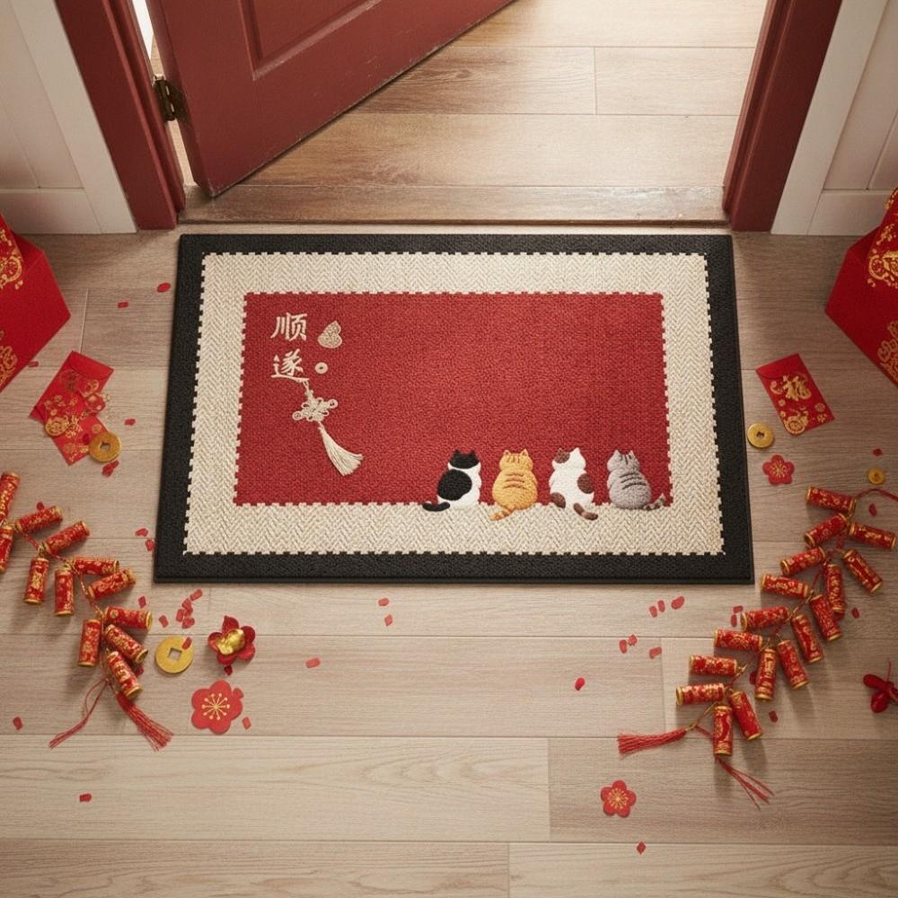 Stain-resistant Spring Festival Door Mat Anti Slip Welcome Mat New Year Floor Mat Hallway