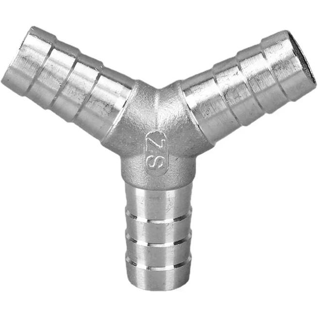 6 8 10 12 13 14 15 16 20 25 32 40 50 Mm Hose Barb Y Shape 3 Ways Hosetail Splitter 304 Stainless Steel Water Gas Air Home Garden (15MM_ID Hose)