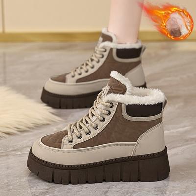Thick-fur Lined Snow Boots, Versatile Cotton Shoes, Casual High-top Boots, Short Boots, Women's Shoes