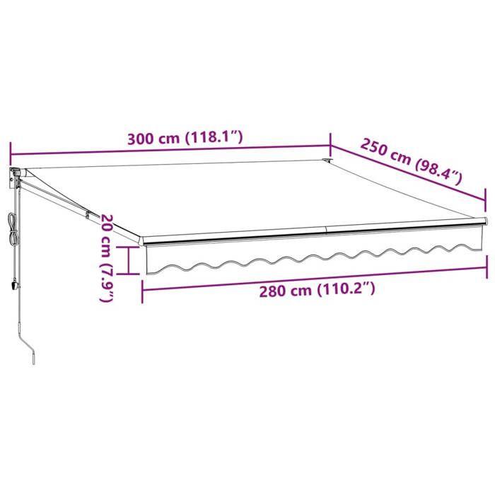 VidaXL Retractable Awning Anthracite/White 3x2.5 M Fabric and Aluminum, Awning, Patio Awning, Window Awning, Blinds, 3216118