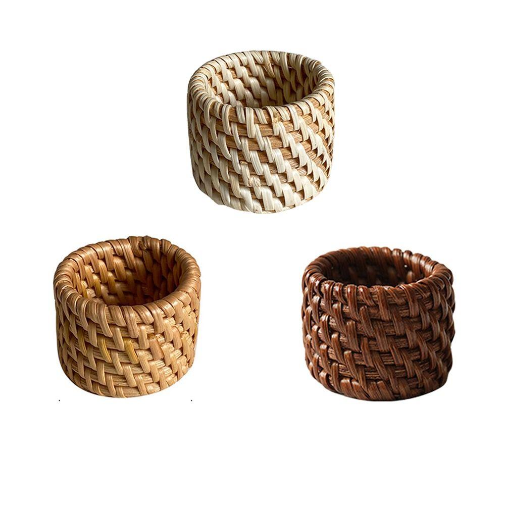 Natural Material Handwoven Rattan Napkin Rings Handmade Rattan Napkin Buckle  Wedding Party Use