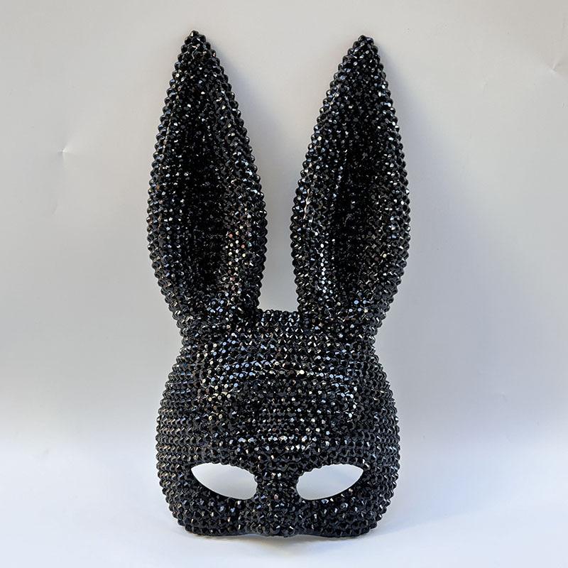 Halloween Animal Party Sequin Rabbit Mask, Cosplay Masquerade Stage Performance Animal Dress Up Photo Prop for Adults Kids