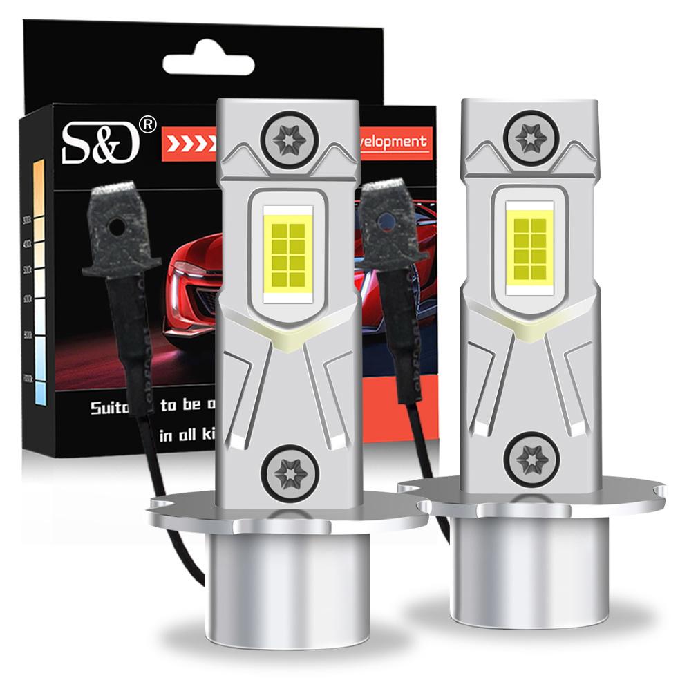 2 ks 18000LM H3 LED žárovky do světlometů Mini H3 LED žárovky do mlhových světel pro auto světlomet Bezventilátorová DRL lampa Automatická světla pro denní svícení 12V 6500K Bílá